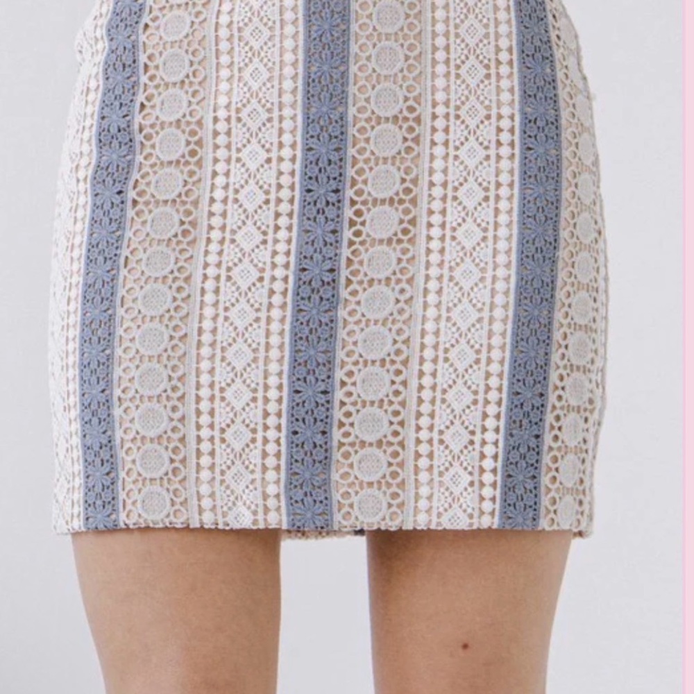 Endless Rose Blue and Cream Lace Mini Skirt
New with tags 
Never worn